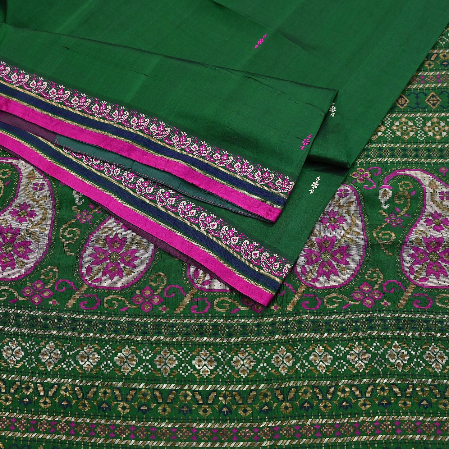 Indian Vintage Sari Green Hand Woven Sarees 100% Pure Silk Zari 5Yd Craft Fabric Sewing Dress making Quilting Crafting