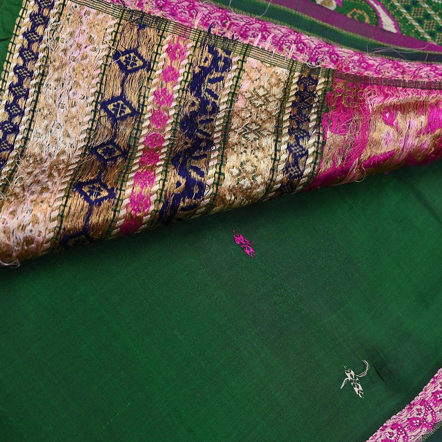 Indian Vintage Sari Green Hand Woven Sarees 100% Pure Silk Zari 5Yd Craft Fabric Sewing Dress making Quilting Crafting