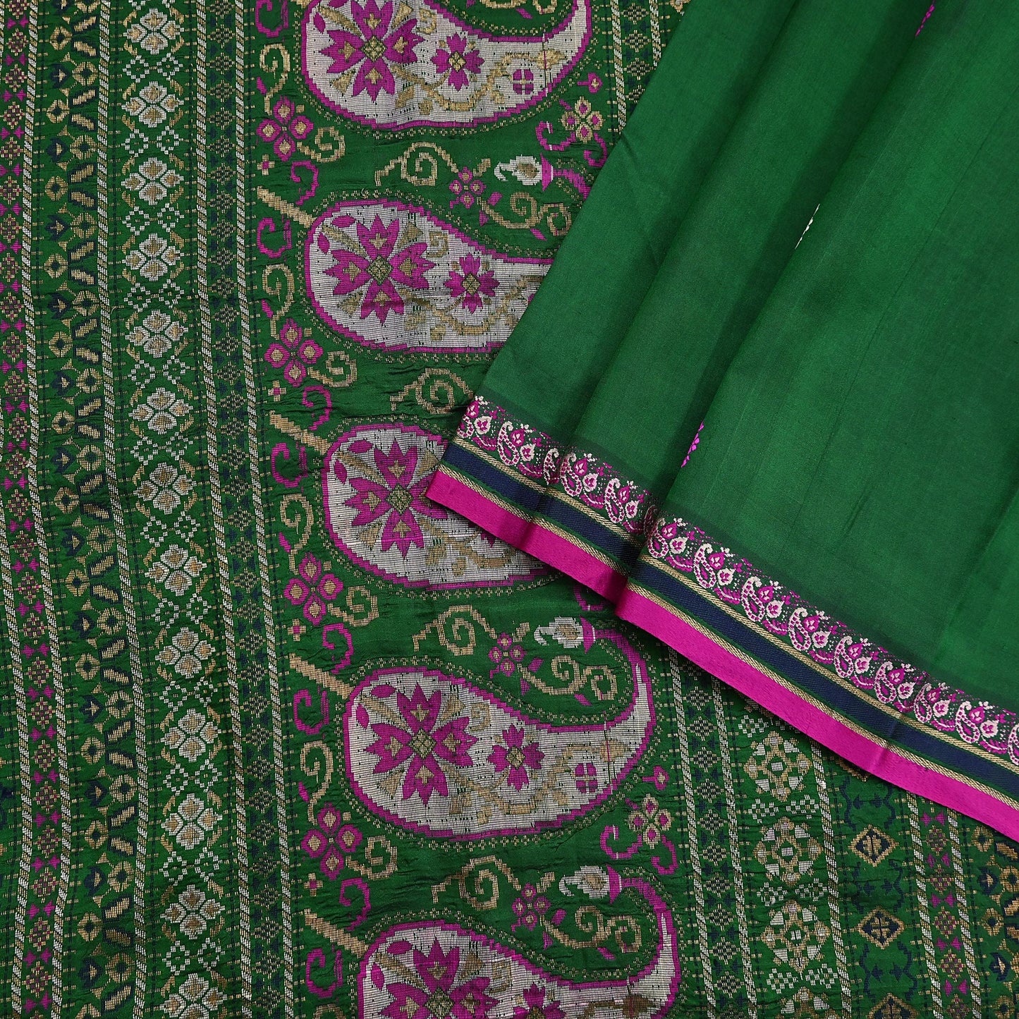 Indian Vintage Sari Green Hand Woven Sarees 100% Pure Silk Zari 5Yd Craft Fabric Sewing Dress making Quilting Crafting