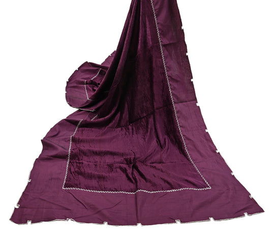Indian Vintage Dupatta Purple Long Stole velvet Brasso Scarves Veil Hijab Wrap Scarf Floral Boho For her For women's Bollywood stole