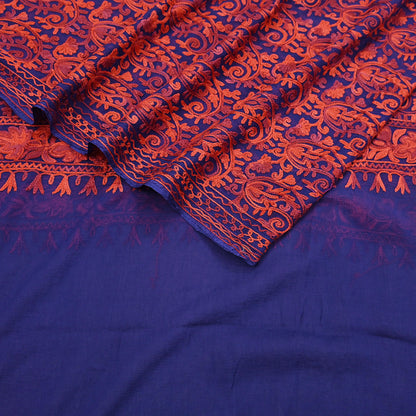 Indian Vintage Dupatta Blue Chiffon Long Stole Hand Embroidered ari work Scarves Stole Veil Wrap