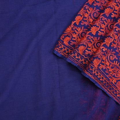Indian Vintage Dupatta Blue Chiffon Long Stole Hand Embroidered ari work Scarves Stole Veil Wrap