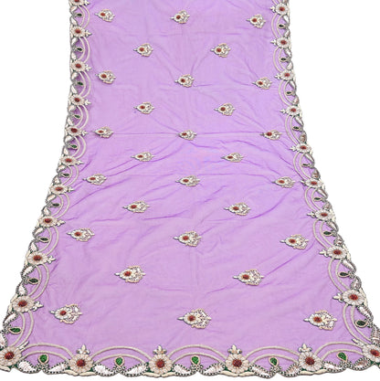 Indian Vintage Heavy Purple Dupatta Net Mesh Long Stole Hand Embroidered Scarf Purple Zardozi Zari Sequins Wedding Veil Hijab