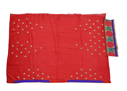 Indian Vintage Heavy Blue Sari  Hand Embroidered Saree 100% Pure Silk Craft Fabric 6yd Soft Wedding/Party Wear Blouse Fabric