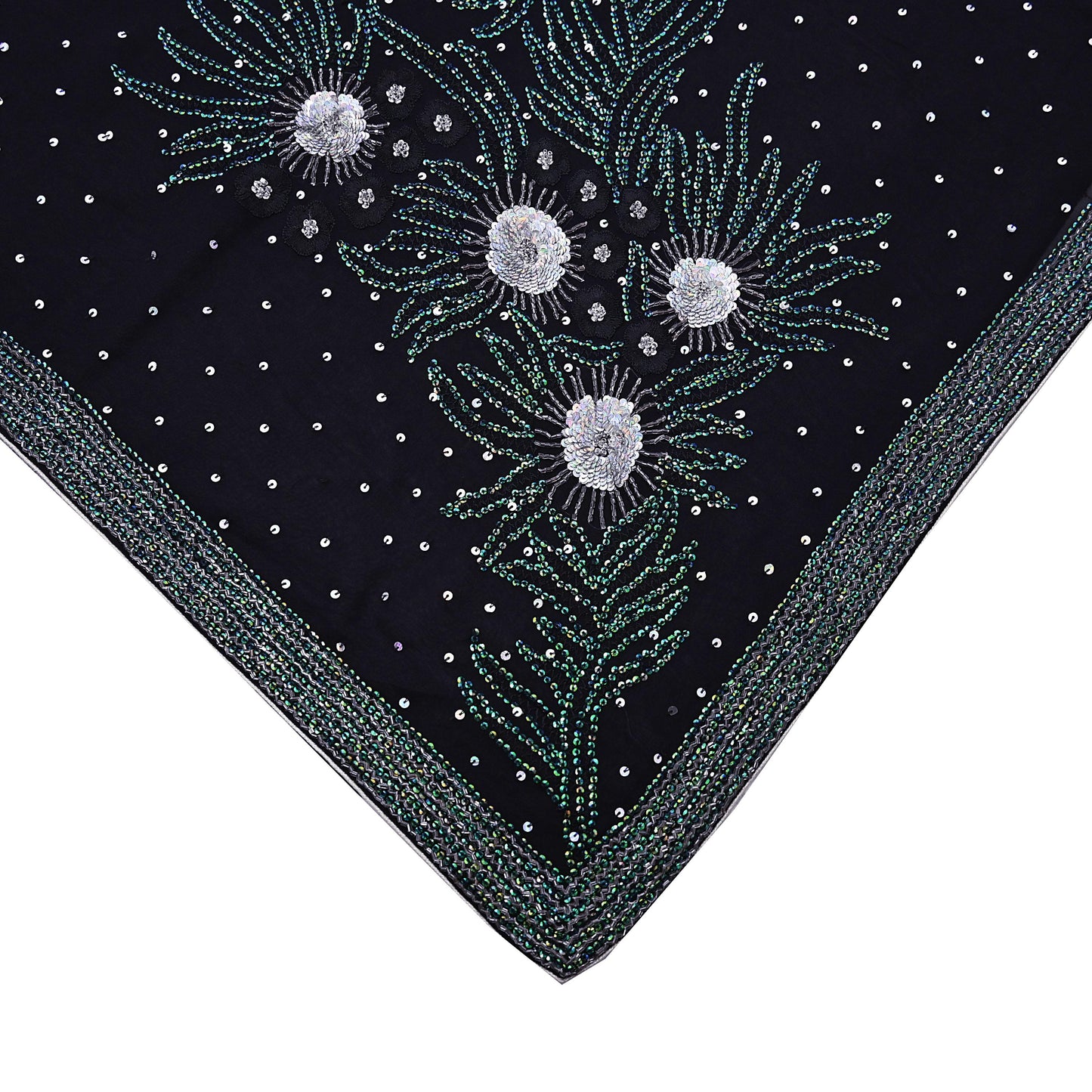 Indian Vintage Heavy Sarees Black Pure Georgette Silk Hand Embroidered Sari Fabric 5Yd Sewing Ethnic Sequins Wedding sarees Dress making