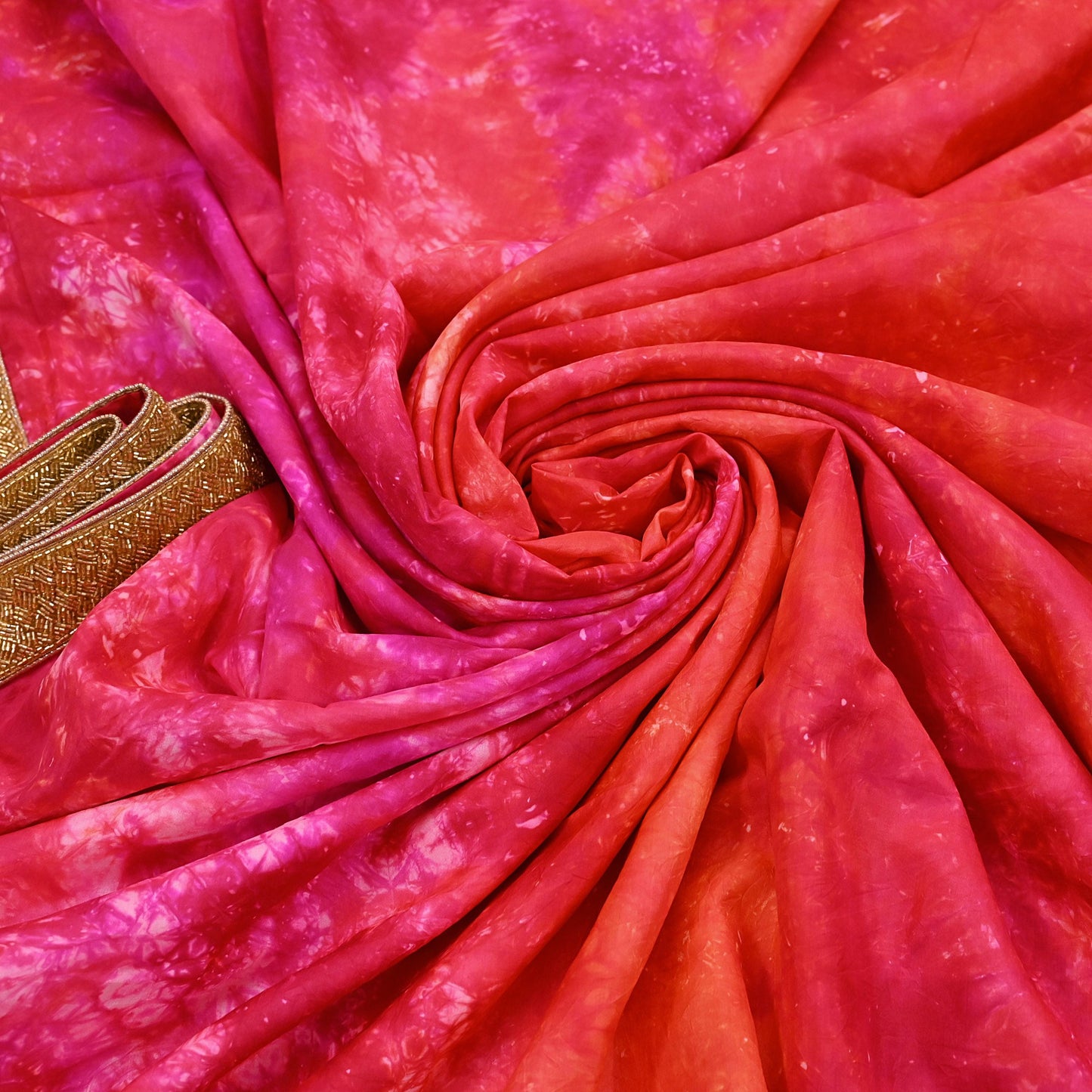 Rare Vintage Orange & Pink Pure Silk Saree Hand Embroidered Tie dye Fabric 5.5 Yards Sari Bollywood Party Wear Ethnic Designer Saree