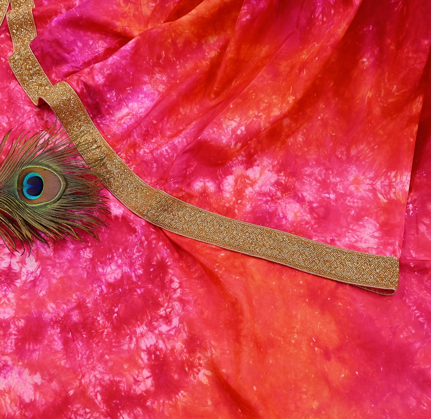 Rare Vintage Orange & Pink Pure Silk Saree Hand Embroidered Tie dye Fabric 5.5 Yards Sari Bollywood Party Wear Ethnic Designer Saree