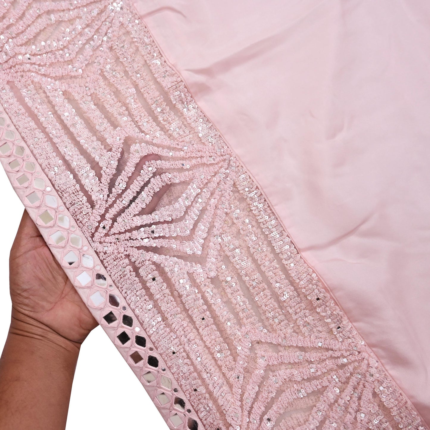 Rare Vintage Light Pink Pure Silk Saree Hand Beaded Abu Jani Designer Sari 5.5 Yards Bollywood Party Wear Ethnic