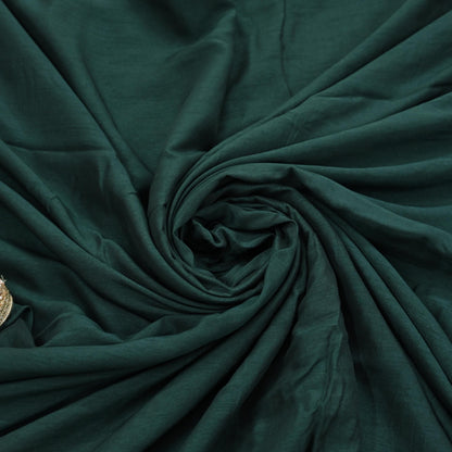 Rare Vintage Deep Green Mirror Pure Silk Saree Hand Embroidered Fabric 5.5 Yards Sari Bollywood Party Wear Ethnic Designer Saree