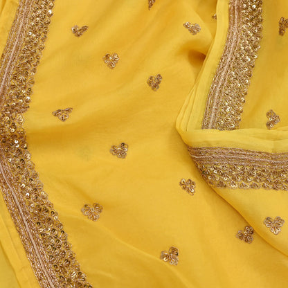 Rare Vintage Yellow Pure Organza Silk Saree Zardozi Hand Embroidered Designer Sabyasachi Sari 5.5 Yard Bollywood Party Wear