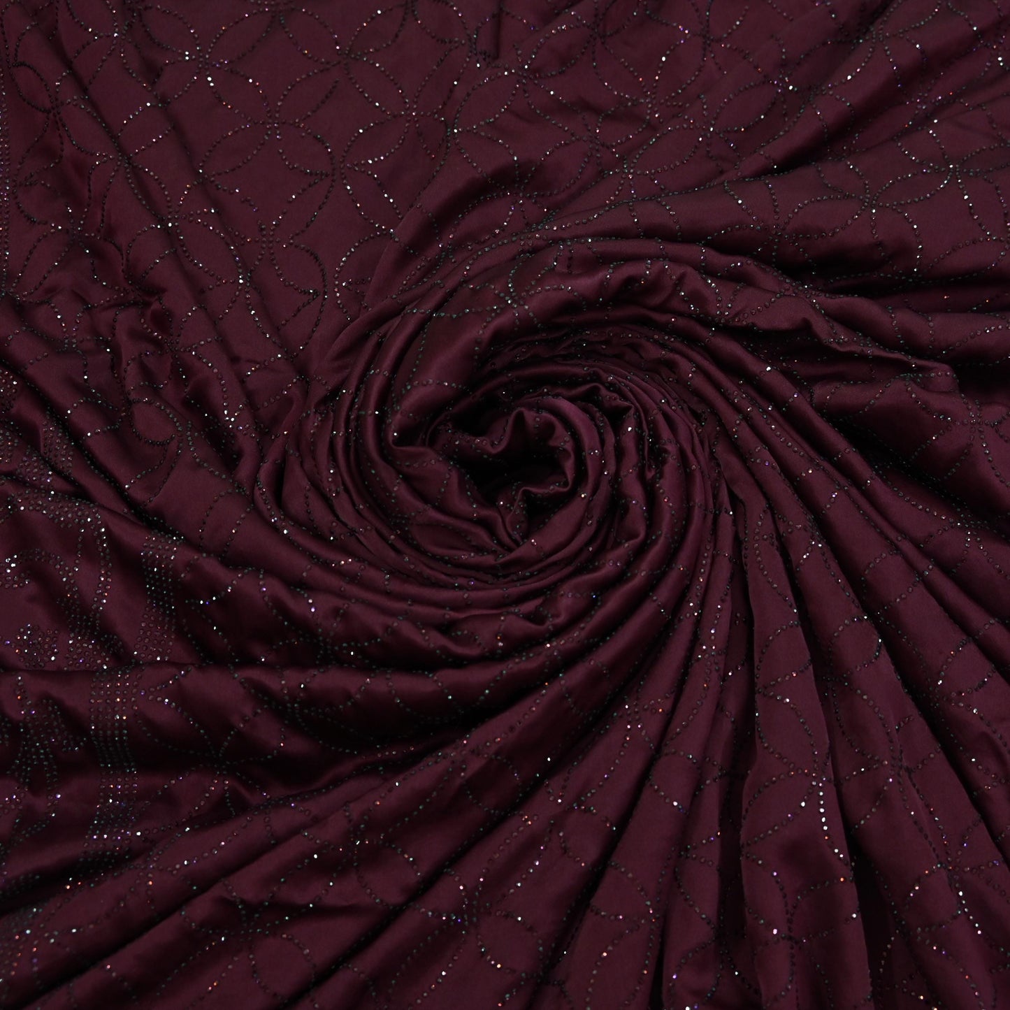 Rare Vintage Wine Pure Satin Silk Saree Hand Embroidered Fabric 5.5 Yards Sari Bollywood Party Wear Ethnic Designer Saree