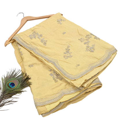 Rare Vintage Yellow Blend Silk Saree Hand Embroidered Fabric 5.5 Yard Sari Bollywood Party Wear Ethnic Designer Saree