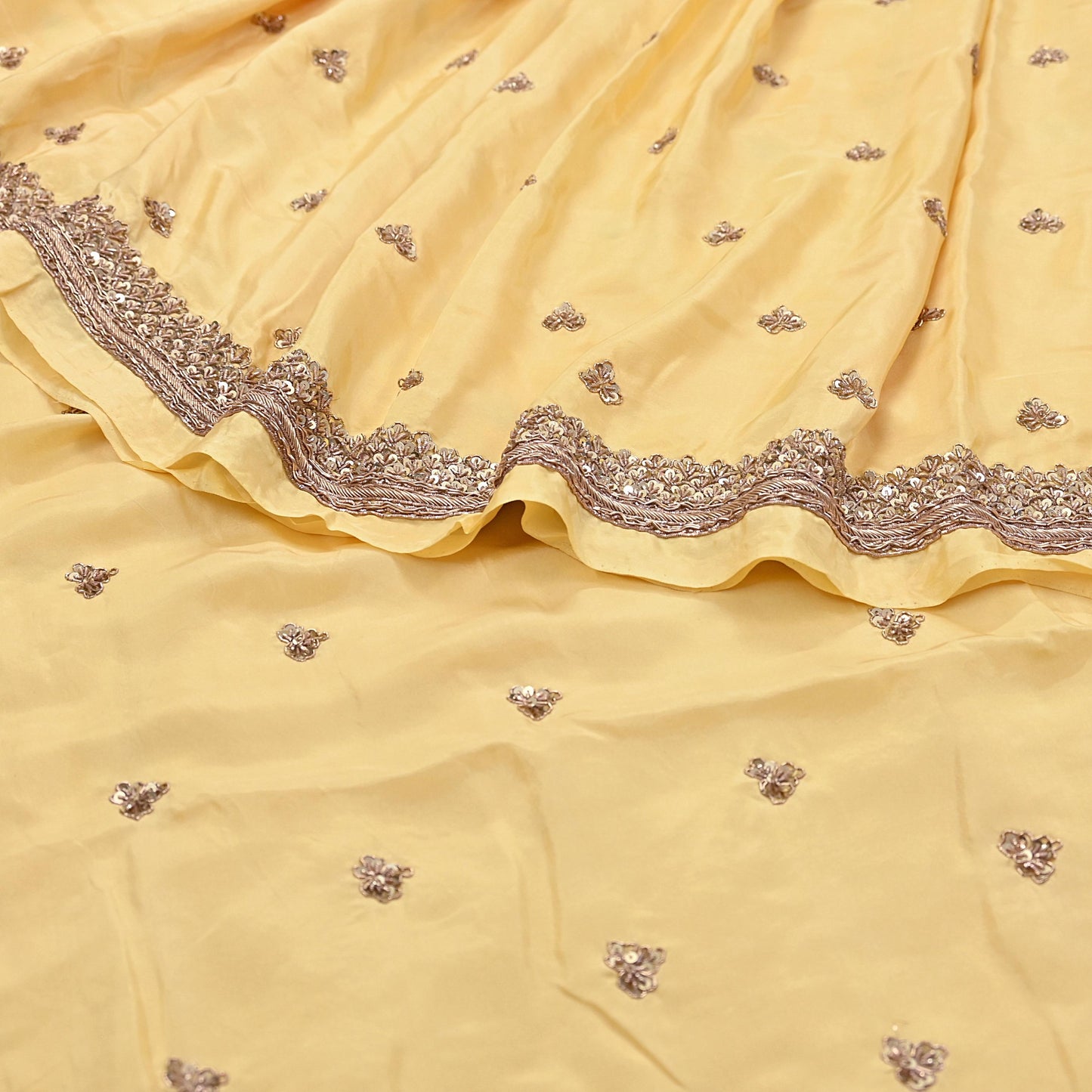 Rare Vintage Yellow Pure Silk Saree Zardozi Hand Embroidered Designer Sabyasachi Sari 5.5 Yard Bollywood Party Wear