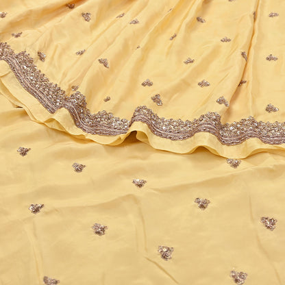 Rare Vintage Yellow Pure Silk Saree Zardozi Hand Embroidered Designer Sabyasachi Sari 5.5 Yard Bollywood Party Wear