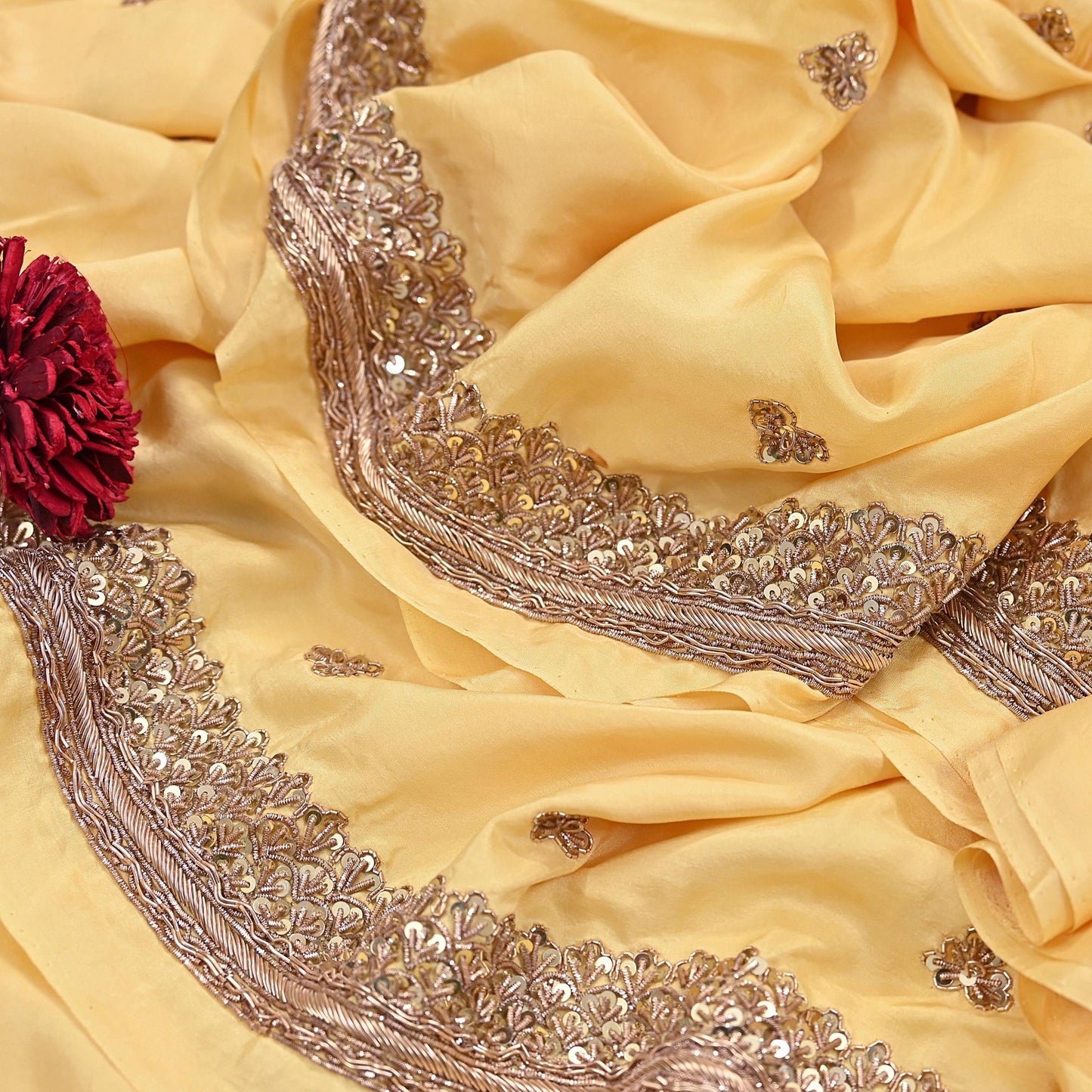 Rare Vintage Yellow Pure Silk Saree Zardozi Hand Embroidered Designer Sabyasachi Sari 5.5 Yard Bollywood Party Wear
