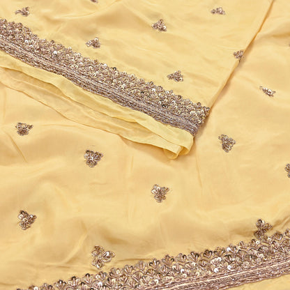 Rare Vintage Yellow Pure Silk Saree Zardozi Hand Embroidered Designer Sabyasachi Sari 5.5 Yard Bollywood Party Wear