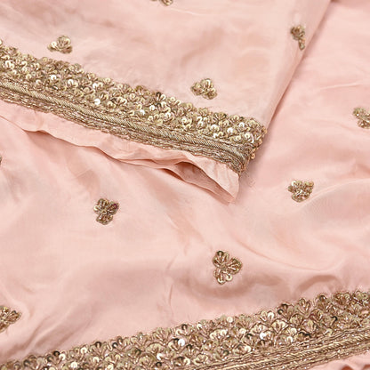 Rare Vintage Peach Pure Silk Saree Zardozi Hand Embroidered Designer Sabyasachi Sari 5.5 Yard Bollywood Party Wear