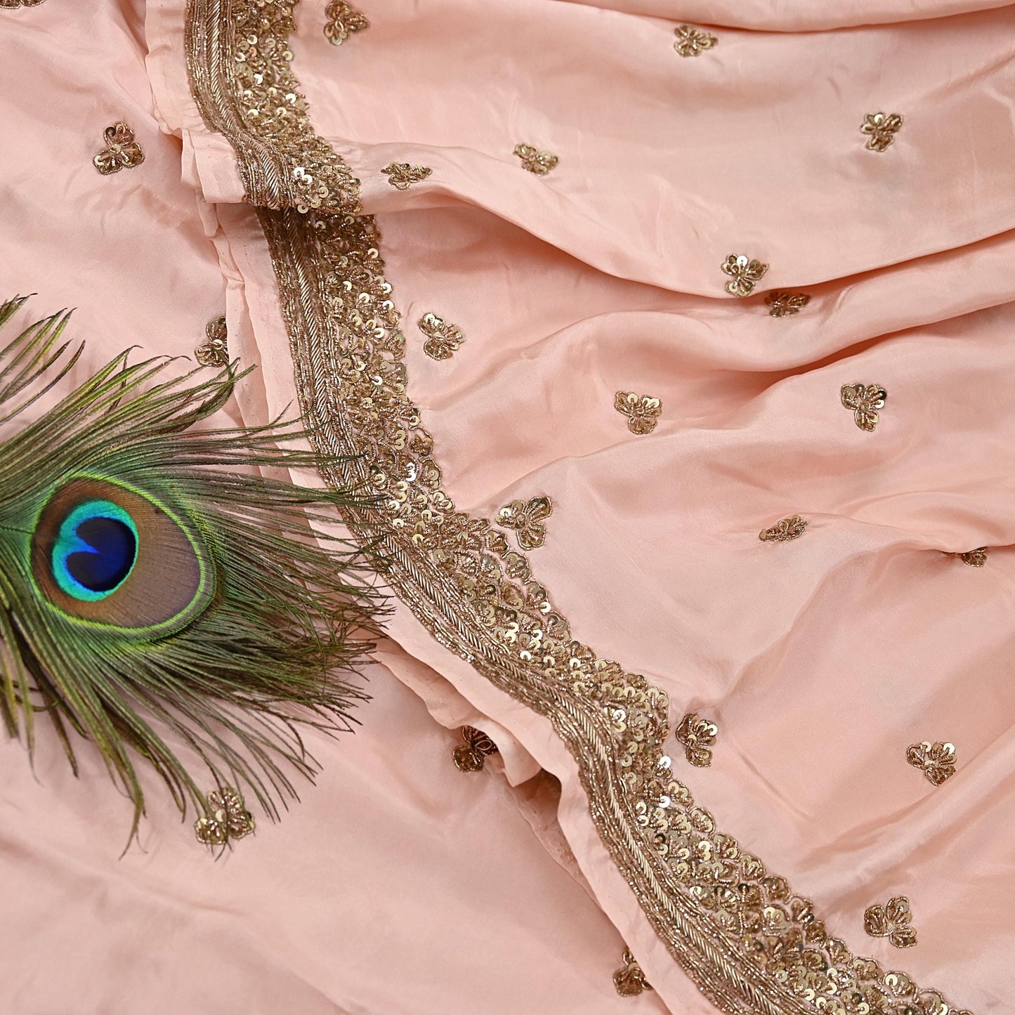 Rare Vintage Peach Pure Silk Saree Zardozi Hand Embroidered Designer Sabyasachi Sari 5.5 Yard Bollywood Party Wear