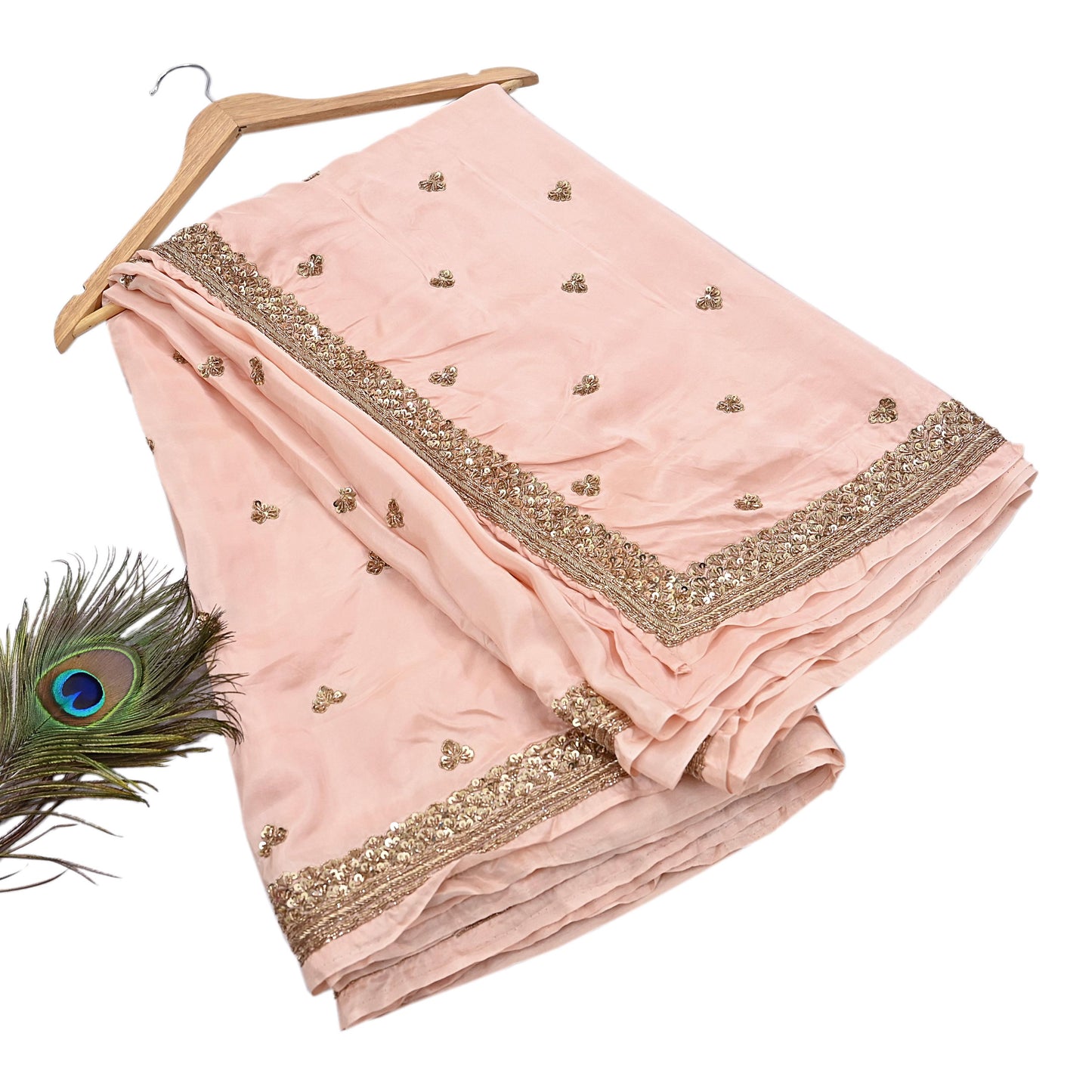 Rare Vintage Peach Pure Silk Saree Zardozi Hand Embroidered Designer Sabyasachi Sari 5.5 Yard Bollywood Party Wear