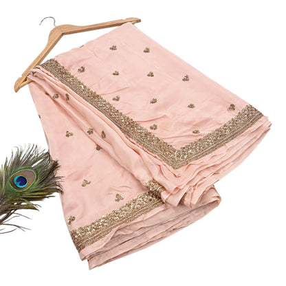 Rare Vintage Peach Pure Silk Saree Zardozi Hand Embroidered Designer Sabyasachi Sari 5.5 Yard Bollywood Party Wear