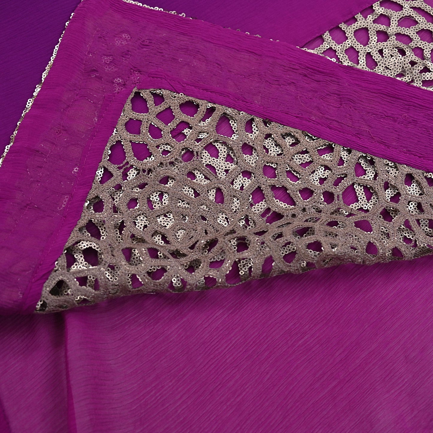 Rare Vintage Purple Pure Chiffon Silk Saree Hand Embroidered Designer Sabyasachi Sari 5.5 Yard Bollywood Party Wear saree with Blouse Fabric