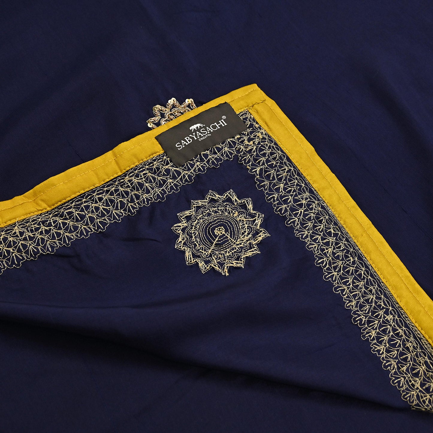 Rare Vintage Deep Blue Pure Silk Saree Zardozi Hand Embroidered Designer Sabyasachi Sari 5.5 Yard Bollywood Party Wear