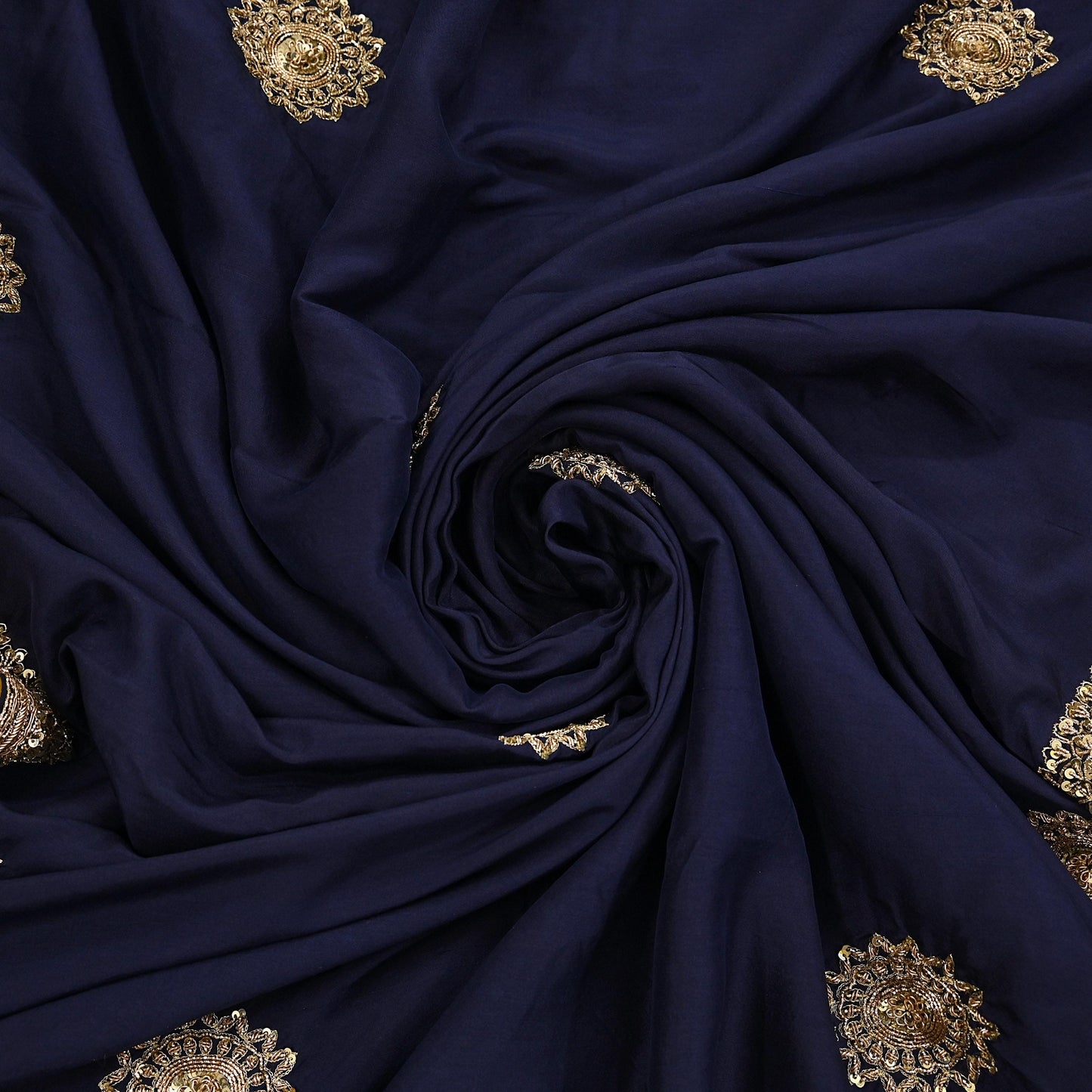 Rare Vintage Deep Blue Pure Silk Saree Zardozi Hand Embroidered Designer Sabyasachi Sari 5.5 Yard Bollywood Party Wear