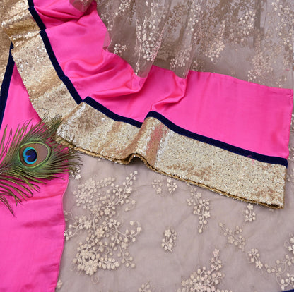 Rare Vintage Brown & Pink Net Saree Hand Embroidered Designer Sabyasachi Sari 5.5 Yard Bollywood Party Wear