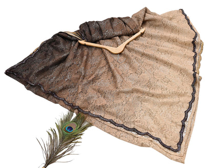 Vintage Brown & Beige Net Saree Heavy Hand Embroidery 5.5 Yards Soft Mesh Fabric Ideal for Crafting Wedding Wear Bollywood sarees