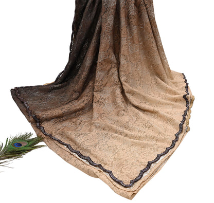 Vintage Brown & Beige Net Saree Heavy Hand Embroidery 5.5 Yards Soft Mesh Fabric Ideal for Crafting Wedding Wear Bollywood sarees