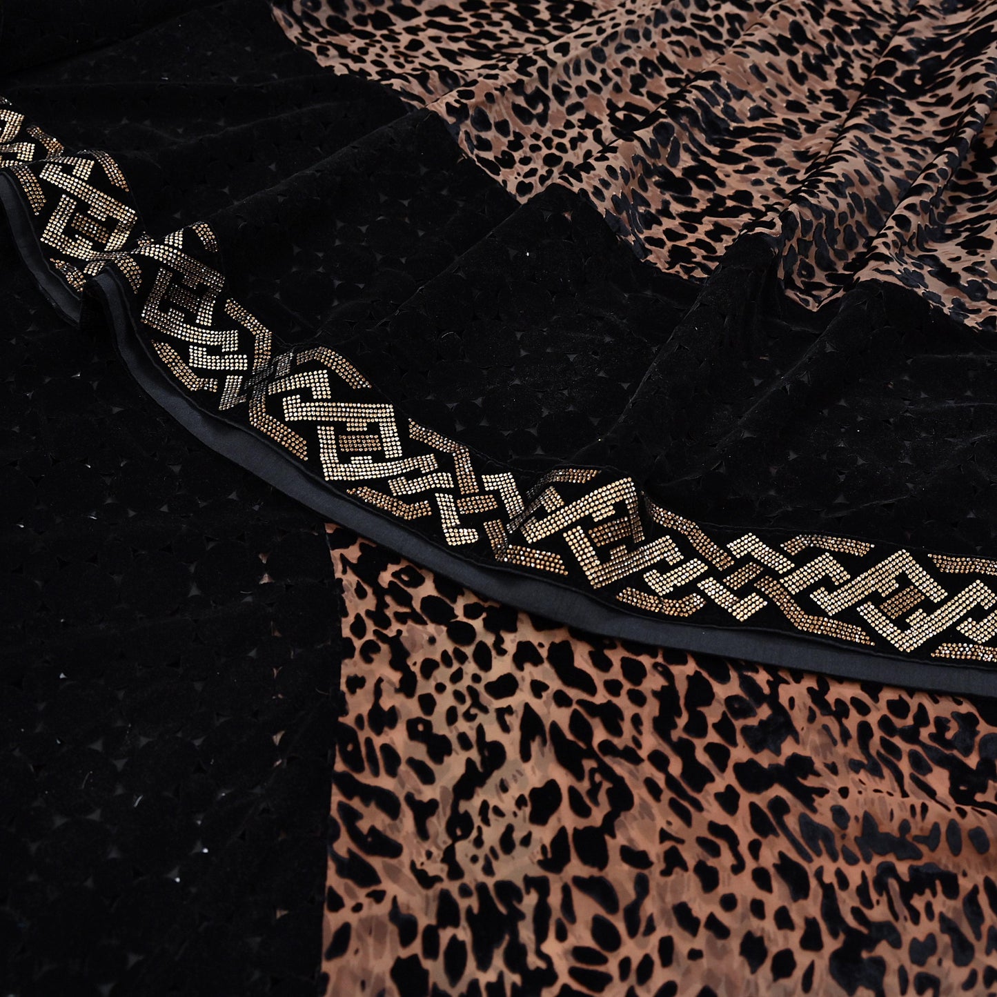 Vintage Brown & Black Brasso Saree Heavy Embroidery 5.5 Yards Soft Brasso Fabric Ideal for Crafting Wedding Wear Bollywood sarees