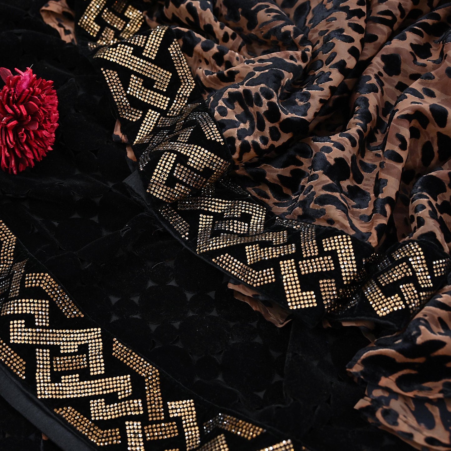 Vintage Brown & Black Brasso Saree Heavy Embroidery 5.5 Yards Soft Brasso Fabric Ideal for Crafting Wedding Wear Bollywood sarees