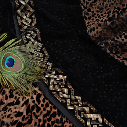 Vintage Brown & Black Brasso Saree Heavy Embroidery 5.5 Yards Soft Brasso Fabric Ideal for Crafting Wedding Wear Bollywood sarees