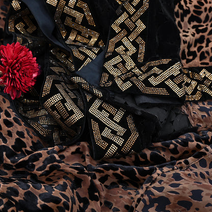 Vintage Brown & Black Brasso Saree Heavy Embroidery 5.5 Yards Soft Brasso Fabric Ideal for Crafting Wedding Wear Bollywood sarees