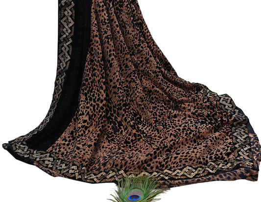 Vintage Brown & Black Brasso Saree Heavy Embroidery 5.5 Yards Soft Brasso Fabric Ideal for Crafting Wedding Wear Bollywood sarees