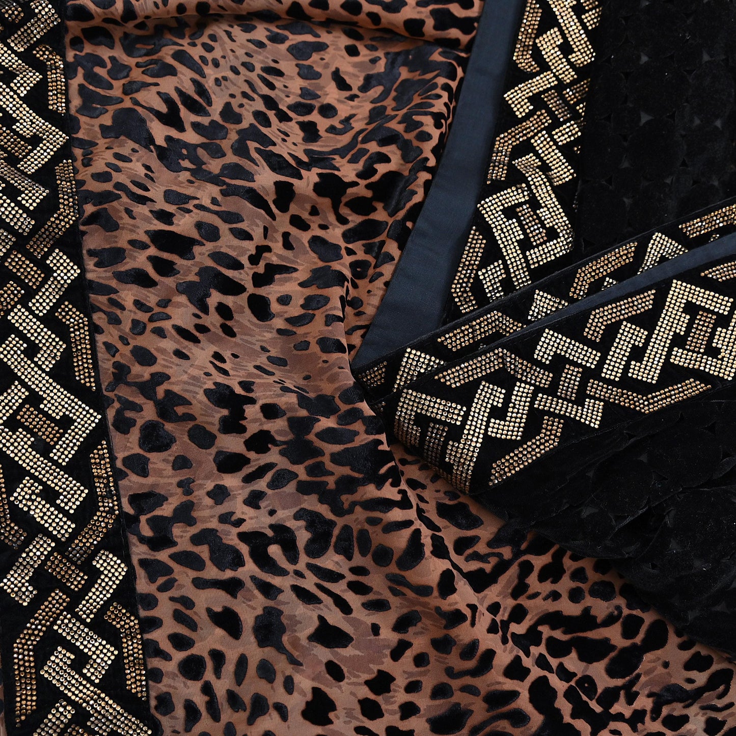 Vintage Brown & Black Brasso Saree Heavy Embroidery 5.5 Yards Soft Brasso Fabric Ideal for Crafting Wedding Wear Bollywood sarees