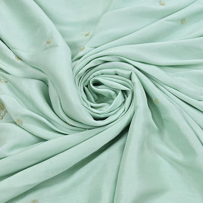 Rare Vintage Sage Green Pure Silk Saree Hand Embroidered Fabric 5.5 Yard Sari Bollywood Party Wear Ethnic Designer Saree