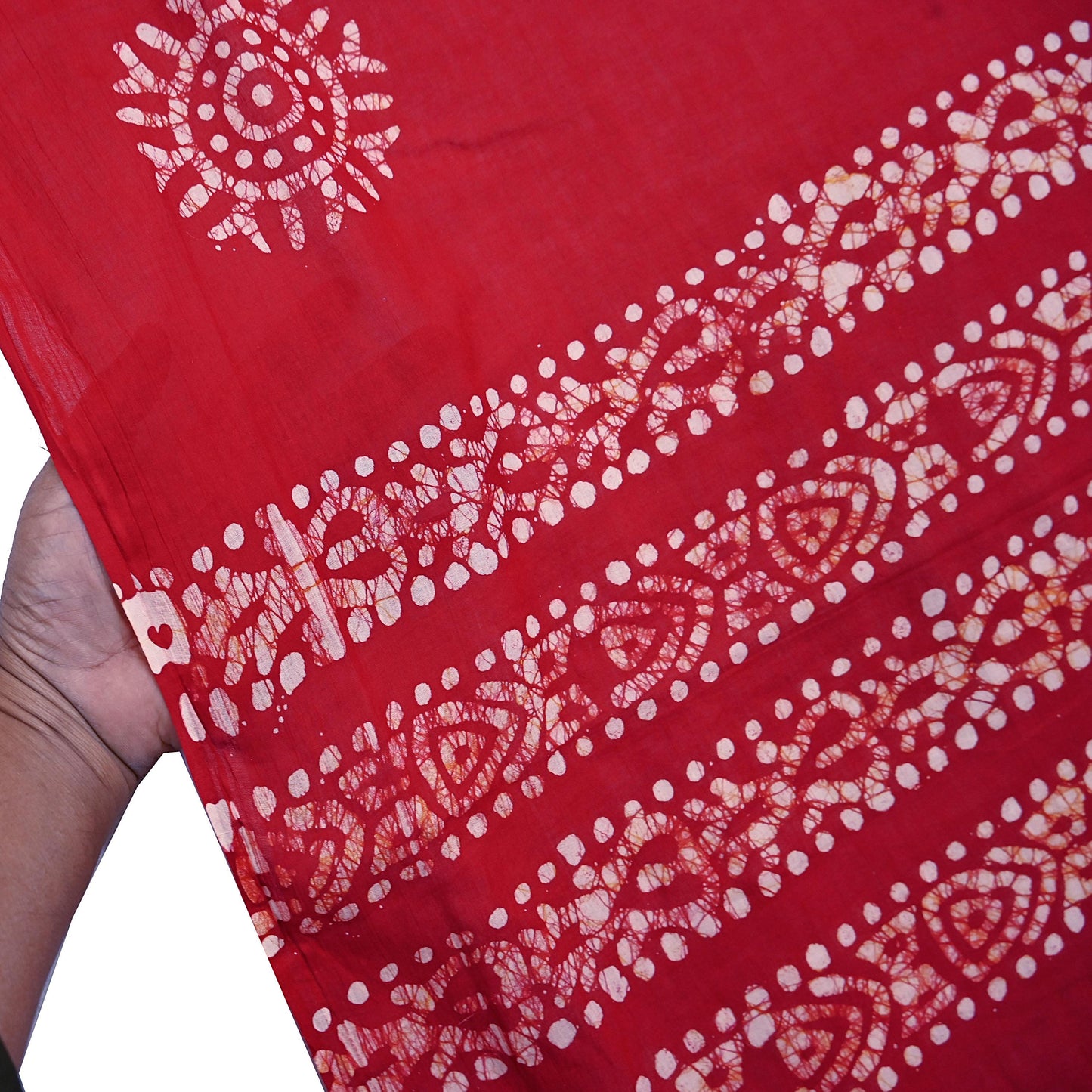 Indian Vintage Red Dupatta Long Stole Pure Cotton Prined Batik Indian Scarves Veil Scarf Wrap