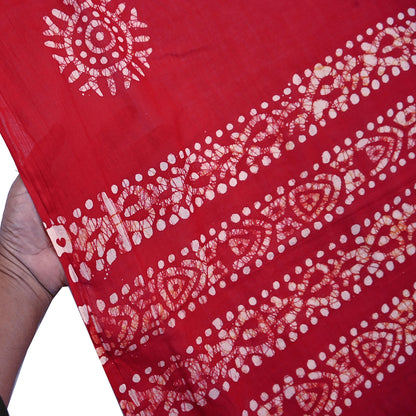 Indian Vintage Red Dupatta Long Stole Pure Cotton Prined Batik Indian Scarves Veil Scarf Wrap