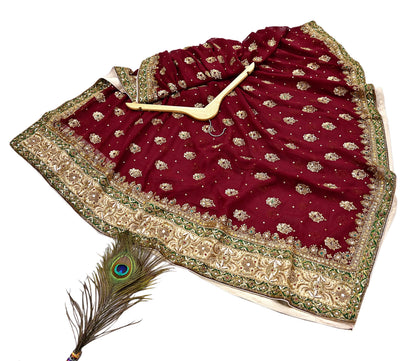 Indian Vintage Heavy Luxury Maroon Pure Georgette Silk Hand Embroidered Dupatta Designer By Anamika Khanna Bridal Wear Dabka Veil Hijab