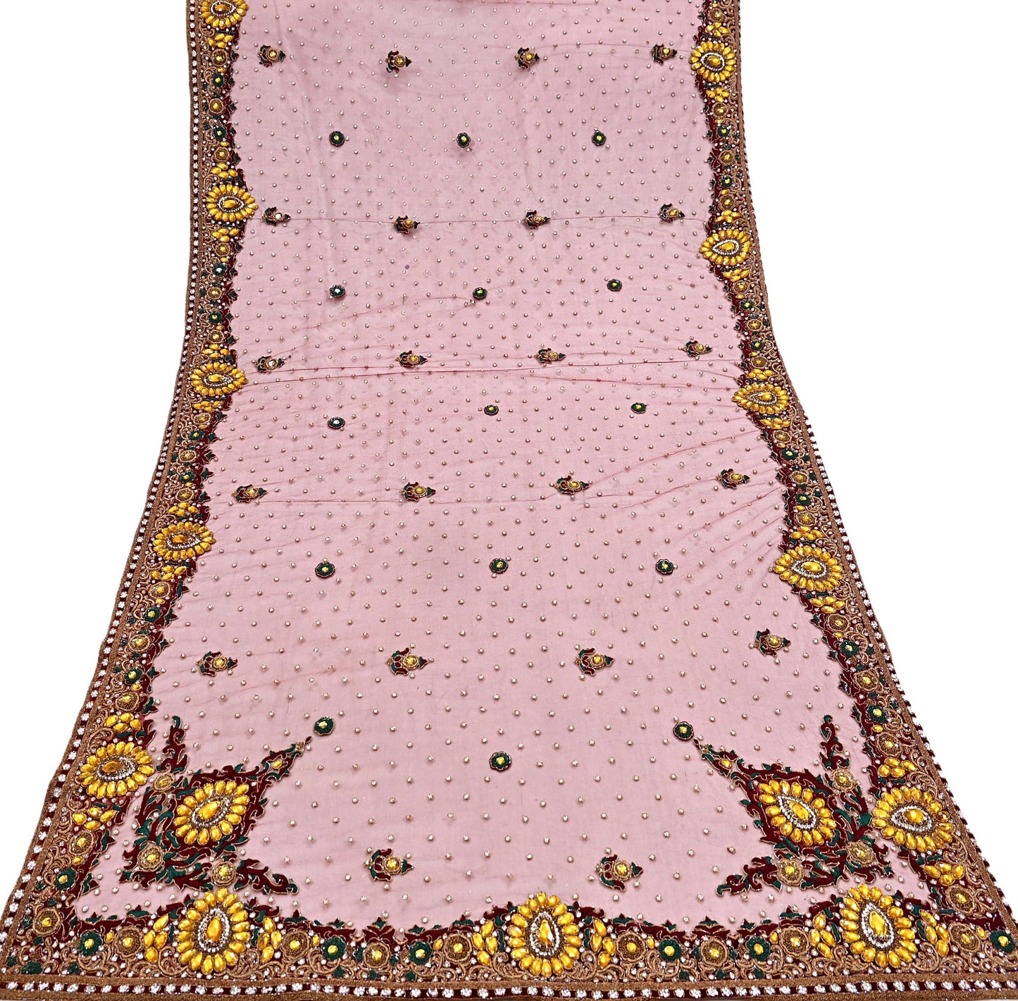 Indian Vintage Heavy Luxury Bridal Red Dupatta Net Mesh Long Stole Hand Embroidered Scarves Zardozi Dabka Zari Sequins Wedding Veil Hijab