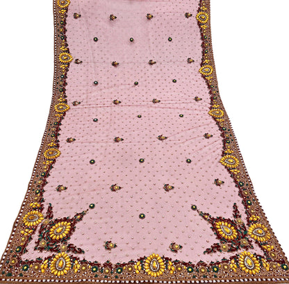 Indian Vintage Heavy Luxury Bridal Red Dupatta Net Mesh Long Stole Hand Embroidered Scarves Zardozi Dabka Zari Sequins Wedding Veil Hijab