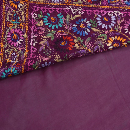Indian Vintage Heavy Sari Multi Pure Georgette Silk Hand Embroidered Chain stitch Sarees Craft Fabric 5Yd Sewing Dress making Wedding sari