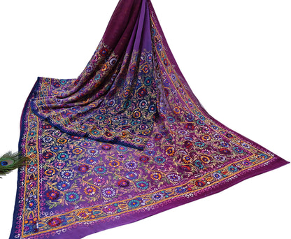 Indian Vintage Heavy Sari Multi Pure Georgette Silk Hand Embroidered Chain stitch Sarees Craft Fabric 5Yd Sewing Dress making Wedding sari
