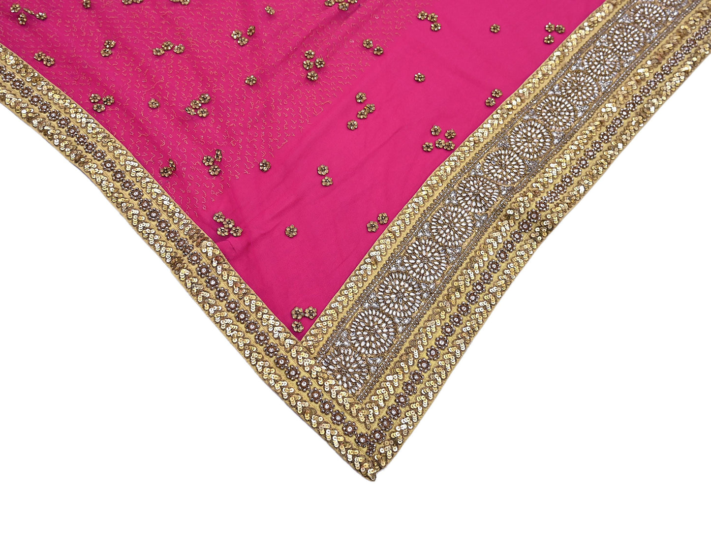 Indian Vintage Sari Rani Pink pure georgette silk Hand Embroidered Designer Sabyasachi Lehenga Sarees Ethnic Wedding Sarees 6yd