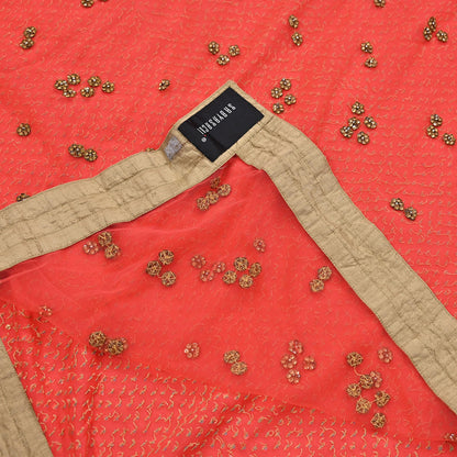 Indian Vintage Sari Orange pure georgette silk Hand Embroidered Designer Sabyasachi Lehenga Sarees Ethnic Wedding Sarees 6yd