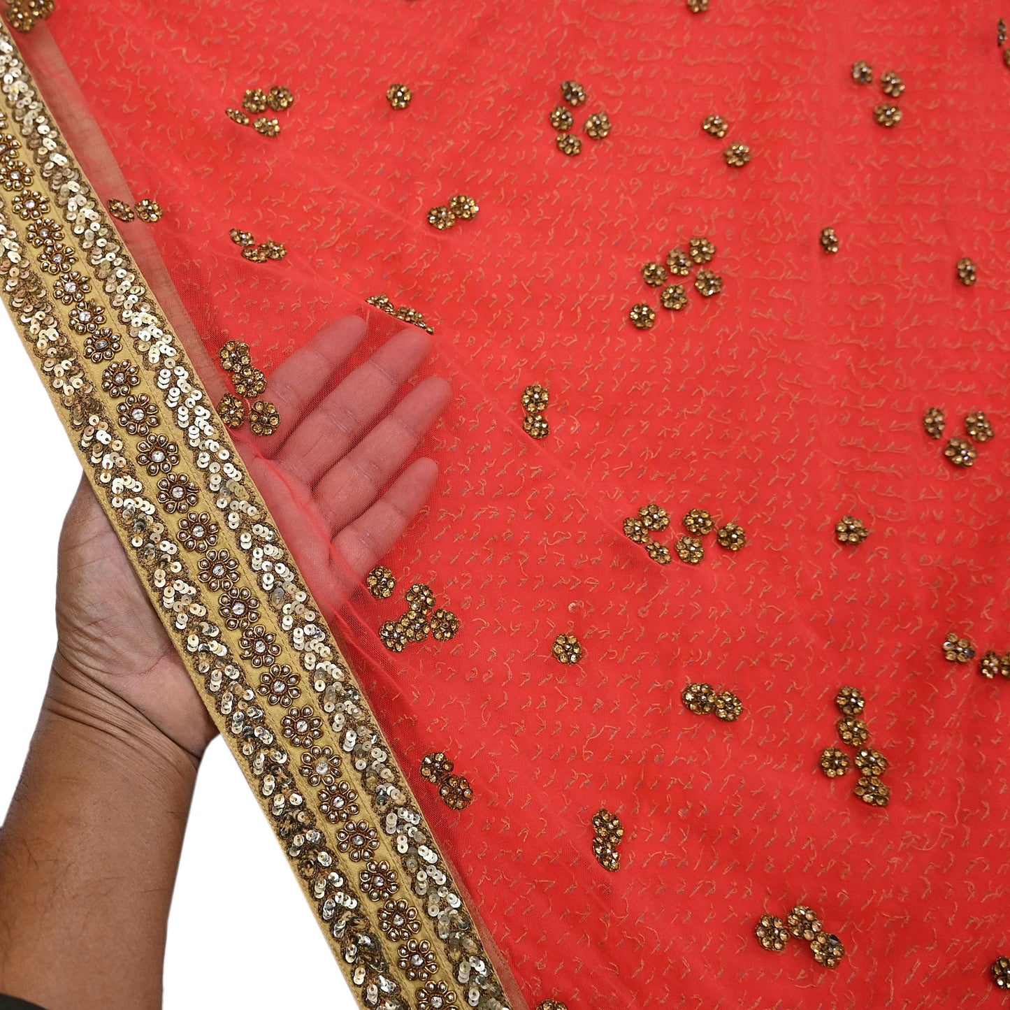 Indian Vintage Sari Orange pure georgette silk Hand Embroidered Designer Sabyasachi Lehenga Sarees Ethnic Wedding Sarees 6yd