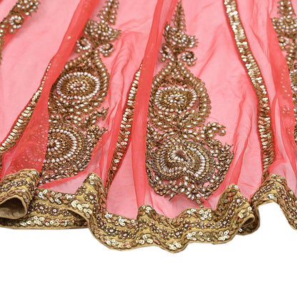 Indian Vintage Sari Orange pure georgette silk Hand Embroidered Designer Sabyasachi Lehenga Sarees Ethnic Wedding Sarees 6yd