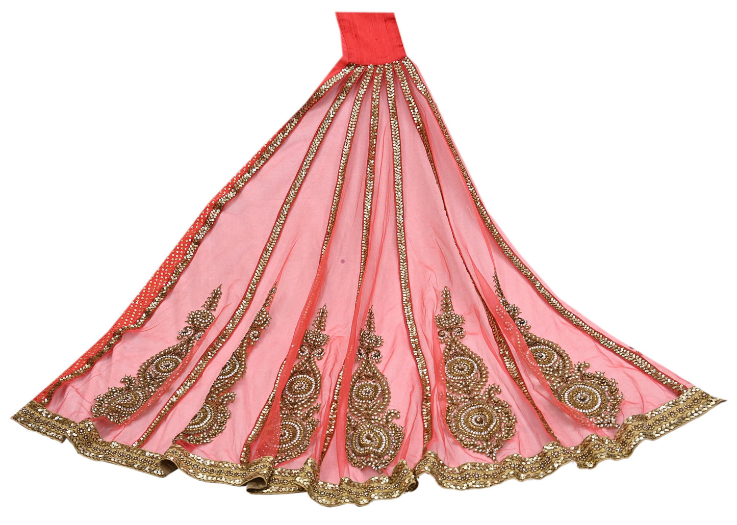 Indian Vintage Sari Orange pure georgette silk Hand Embroidered Designer Sabyasachi Lehenga Sarees Ethnic Wedding Sarees 6yd