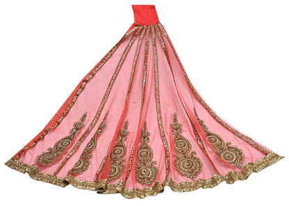 Indian Vintage Sari Orange pure georgette silk Hand Embroidered Designer Sabyasachi Lehenga Sarees Ethnic Wedding Sarees 6yd